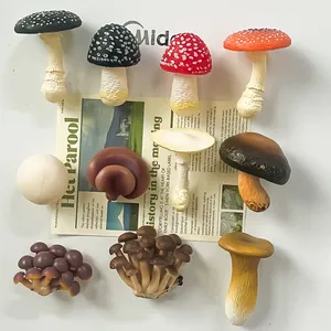 Collezione dettagliata di magneti da frigorifero a forma di funghi 3D realistici