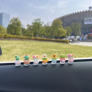 Conjunto de lindos adornos de tablero de coche de dibujos animados de plantas y animales