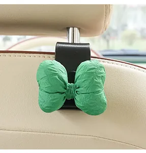 Green bow-knot car seat back hook for interior decoration and organization