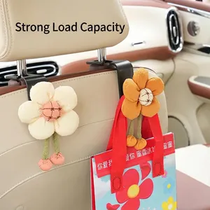 Cartoon Car Seat Back Hook Cute Plush Flower Butterfly Bow Interior Storage Hanger Universal Car Seat Hook Decoration