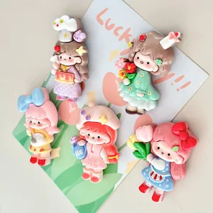 Set of five cute cartoon girl resin refrigerator magnets with garden themes