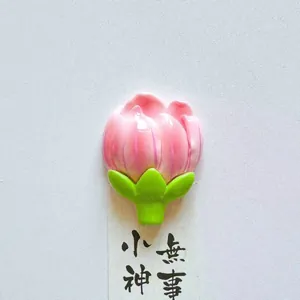 3D peach blossom flower bud fridge magnet for home and office decoration