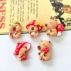 Adorable miniature resin capybara mushroom charms for DIY crafts and shoe decoration