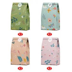 Set de 4 bolsas de regalo florales para fiestas en colores pastel con sellos adhesivos