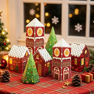 Scatole di Caramelle di Natale Casetta di Pan di Zenzero Torre dell'Orologio Scatole Regalo di Carta per Festa