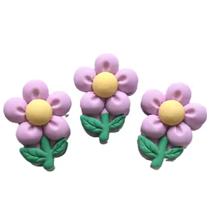 Three large purple resin flower charms for DIY phone cases and hair accessories.