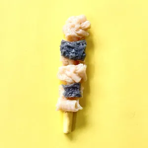 Vue détaillée d'un aimant de réfrigérateur réaliste en forme de brochette de BBQ 3D