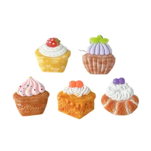 Set of 5 cartoon resin dessert miniatures for DIY craft accessories and food play.