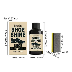 Brunizo 50ml Schuh-Restaurator Flüssigkeit und Schwamm-Set mit Größenangaben