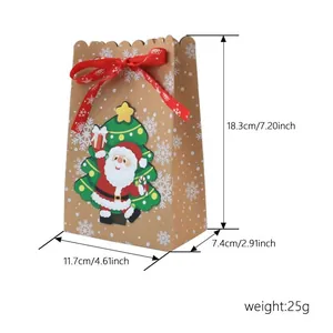 Detaillierte Maße für Weihnachts-Kraftpapiertüte mit Schneeflocken-Design-Motiv