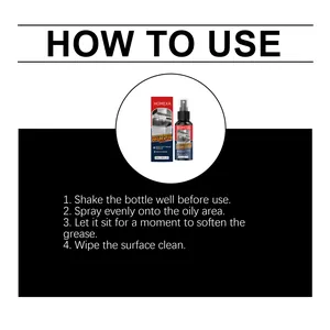 Step-by-step how to use instructions for HOMEXA multi-purpose kitchen degreaser spray
