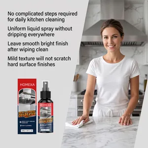 Effective HOMEXA kitchen grease cleaner spray shown on a clean marble countertop