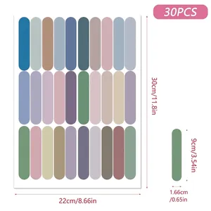 Detail view of 30pcs Morandi oval wall stickers with specific dimensions shown