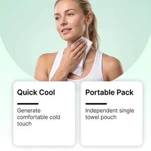 Macro view of a fit woman using a white quick-cool sports towel for sweat relief.