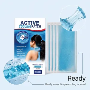 Detail of hydrogel cooling patch showing texture and neck application for heat relief.