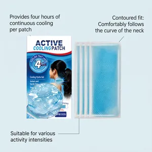Detailed product view of active cooling patches including packaging and hydrogel layers