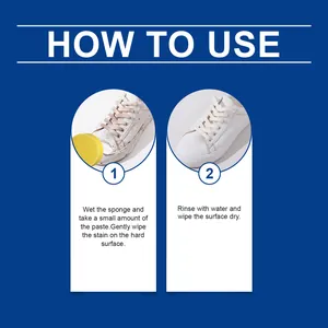 Step-by-step guide for using multi-purpose cleaning paste on white shoes.
