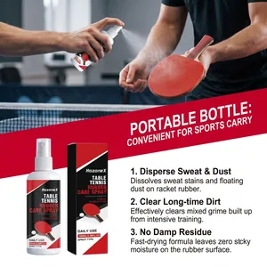 HozoneX table tennis rubber cleaner spray dissolving sweat and dust on rackets.