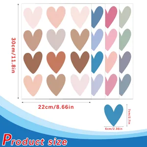 Detailed size guide for colorful heart wall stickers kids room decor 30x22cm