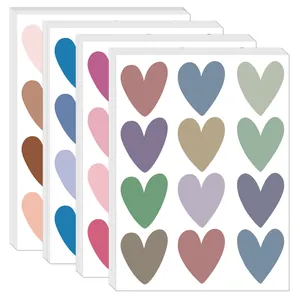 Detailed view of Morandi colored heart stickers sheets for bedroom wall decor
