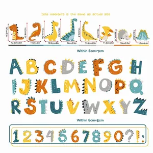 Complete cartoon dinosaur wall stickers set including alphabet and numbers for kids' room