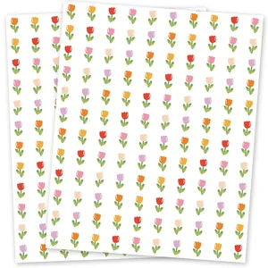 Vista detallada de dos hojas de 120 mini pegatinas de tulipanes de colores para scrap