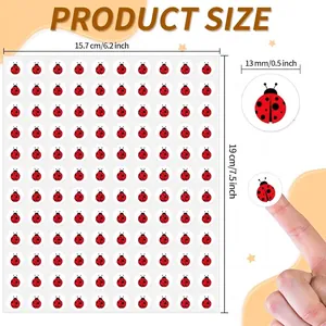 Detailed product dimensions for the 13mm cartoon ladybug stickers for kids DIY crafts