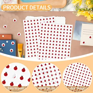 Detailed view of 1.3cm waterproof ladybug stickers showing easy-to-peel feature