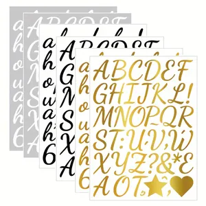 Self-adhesive alphabet and number stickers in gold, black and silver for DIY crafts