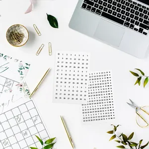 Minimalist black calendar date and symbol stickers for DIY journal and planner