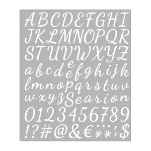 White script alphabet and number stickers set for DIY crafts and greeting cards