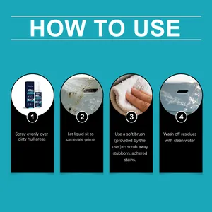 Comment utiliser le nettoyant Jakehoe : 4 étapes pour pulvériser et laver la coque.