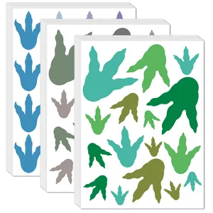 Colorful and diverse dinosaur footprint stickers in multiple colors for DIY wall decoration