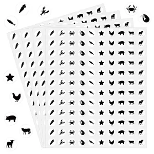 Set of 4 sheets of black silhouette animal reward stickers for children and teachers