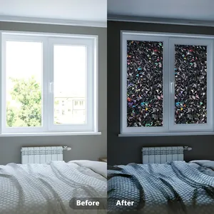 Vor- und Nachher-Vergleich der schwarzen 3D-Halbmond-Fensterfolie mit statischer Haftung