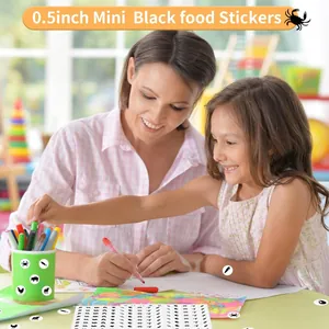 0.5 inch mini black reward stickers featuring small animal silhouettes for kids