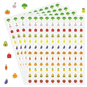 Pack de 4 hojas de pegatinas de recompensa con dibujos animados de frutas y verduras para niños