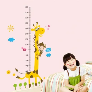 Cartoon Giraffe Höhenmessung Wandtattoo Wasserdicht PVC Kinderzimmer Kindergarten Babyzimmer Dekor Wachstumstabelle