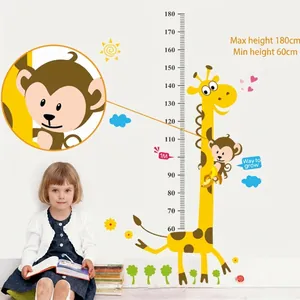 Dekorativer Giraffen-Wandaufkleber zur Höhenmessung für Kinderzimmer, misst 60 bis 180 cm