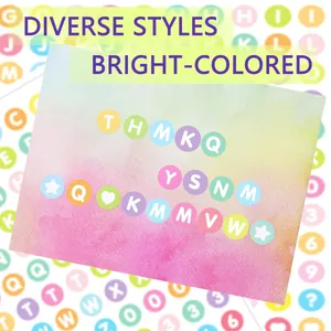 Close-up of 0.5-inch colorful waterproof alphabet dot stickers for DIY scrapbooking