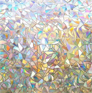 Nahaufnahme der 3D-Regenbogen-Fensterfolie mit dekorativem Halbmond-Geometriemuster-Design