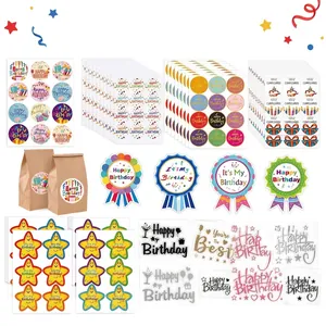 Happy Birthday Stickers Colorful Party Decoration Sealing Labels For Gift Box Envelope Children Birthday Party Favors Multi Designs