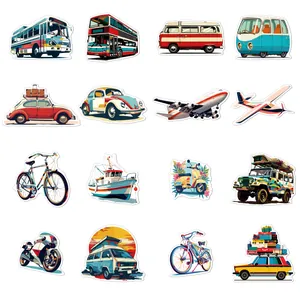 Variety of retro transportation travel graffiti stickers for laptops and journals
