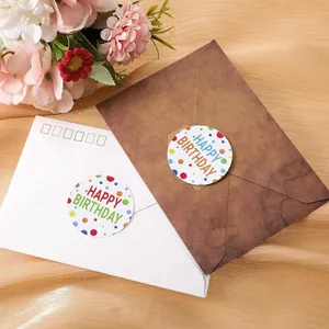 Colorful Happy Birthday self-adhesive sealing stickers for envelopes, gifts and cards