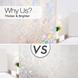 Vergleich von 3D-Regenbogen-Fensterfolie mit hellem Prisma-Effekt und erhöhter Dicke