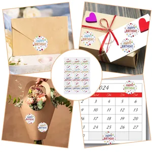 Colorful Happy Birthday theme adhesive stickers for gift sealing and creative decoration