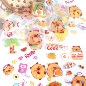 Cute Capybara cartoon PET stickers for DIY waterproof journaling and decoration.
