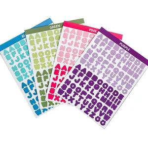 Set of colorful alphabet sticker sheets for DIY phone cases and creative scrapbooking