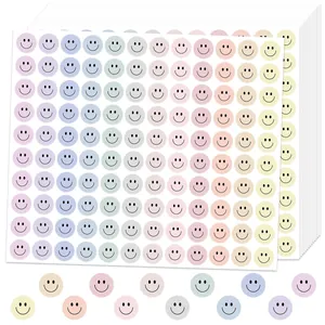 Autocollants de Récompense Colorés Visage Souriant Fournitures Scolaires pour Enfants Étiquettes Adhésives Rondes Emoji
