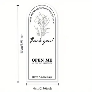Detailed view of floral printed decorative seal sticker with 15cm x 6cm dimensions